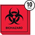 Знаки стикеров Biohazard (пакет 10) | Этикеты для лабораторий, больниц, и промышленной пользы