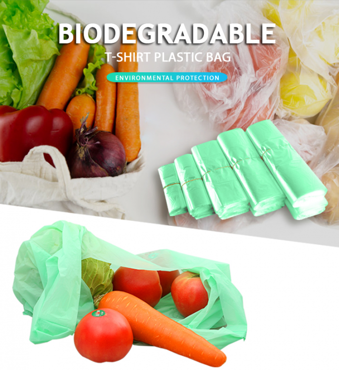 Подгонянная красочная biodegradable пластиковая хозяйственная сумка жилета футболки