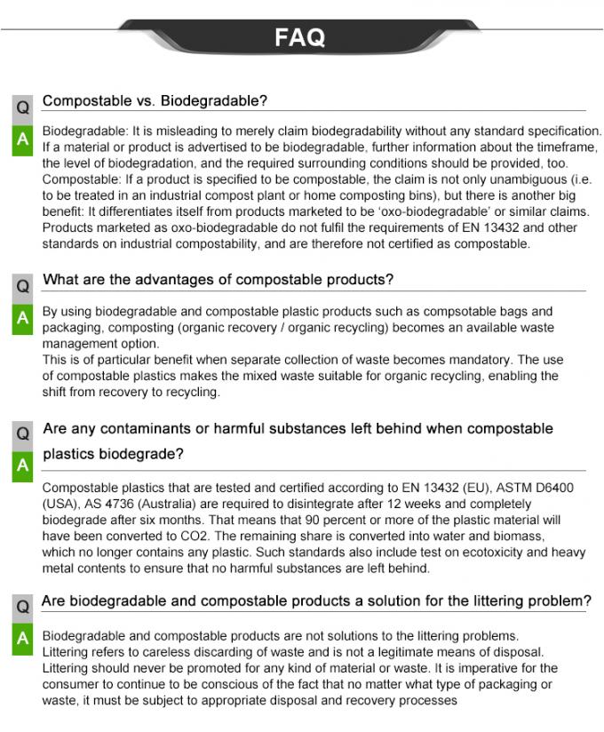 Различные 100% biodegradable compostable пластиковые сумки мусорного ведра