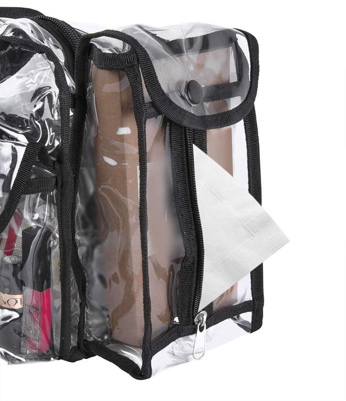 Сумка гигиенической косметикаи PVC организатора макияжа ясности HOMEIN прозрачная с 7 внешними карманами