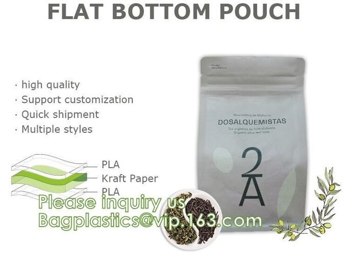 Таможня Bagease напечатала Biodegradable Compostable мешка кофейных зерен Pla Kraft бумажные плоские нижние сумки роскошного упаковывая