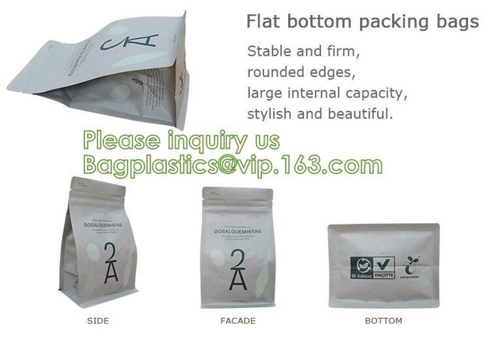 Таможня Bagease напечатала Biodegradable Compostable мешка кофейных зерен Pla Kraft бумажные плоские нижние сумки роскошного упаковывая