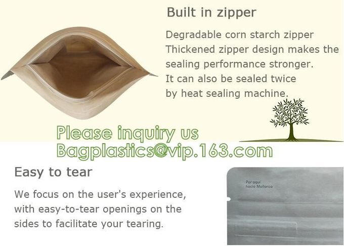Таможня Bagease напечатала Biodegradable Compostable мешка кофейных зерен Pla Kraft бумажные плоские нижние сумки роскошного упаковывая