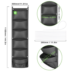 Вися растущий плантатор сумок клубники, вертикальные плантаторы смертной казни через повешение стены, травы, Succulents, искусственные заводы или цветки 8