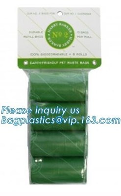 Biodegradable пластиковые сумки кормы отхода любимца собаки, отход кормы собаки Unscented кладут в мешки с ручками связи, изготовленным на заказ напечатанным любимцем чистым