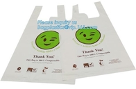 Сумка призрения футболки 100% Biodegradable пластиковая, изготовленные на заказ печатая пластиковые плоские поли сумки с отверстием для воздуха, пожертвования призрения