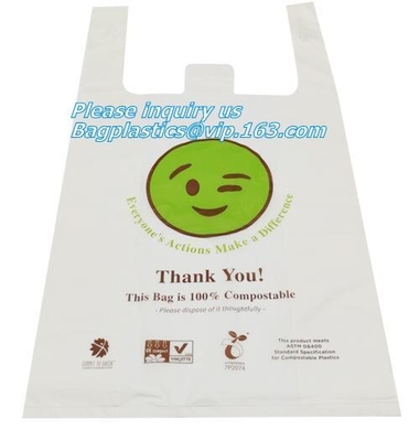 Хозяйственная сумка несущей жилета Biodegradable пластиковой сумки еды футболки Compostable, дом ASTM D6400 Biodegradable Tran компоста