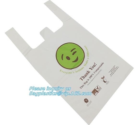 Хозяйственная сумка несущей жилета Biodegradable пластиковой сумки еды футболки Compostable, дом ASTM D6400 Biodegradable Tran компоста