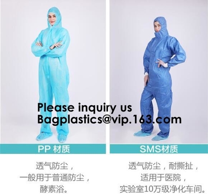 Coverall полипропилена, устранимый, эластичный тумак, белый, дополнительно большая, Coverall SMS с клобуком, устранимым, эластичным тумаком, X-Larg