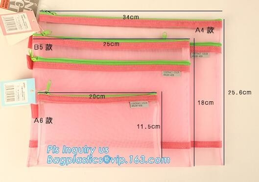 Сумка файла молнии сетки pvc размера офиса A4 /A5 пластиковая, сумки папки файла документа закрытия молнии B6 A5 B5 A4 прозрачные