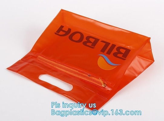 сумка молнии сетки pvc a3/a4/a5 винила пластиковая, полиэтиленовый пакет дружественной к Эко молнии слайдера плоский для документа или Swimwear, zi