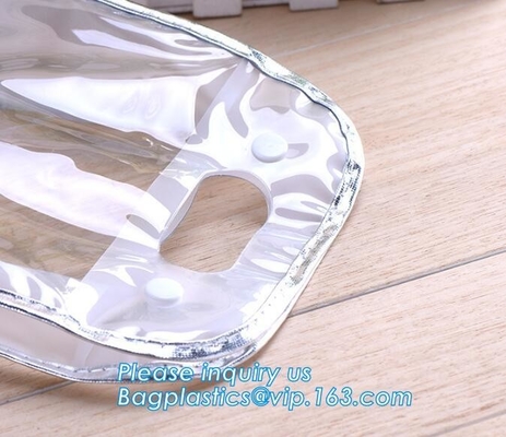 польза перемещения заморозила сумку молнии pvc косметическую с логотипом, слайдером застежка-молнии побеждая косметические сумки продвижения образца руки, ясный PVC
