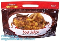 полиэтиленовые пакеты цыпленка для горячего жареного цыпленка упаковывая, с ручкой и молнией, анти--fogging, пластмассой Турции зажаренной в духовке цыпленком