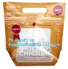 Свежая сумка упаковки цыпленка, стоя вверх горячая сумка жареного цыпленка с ручкой, сумка цыпленка уносит сумку жареной курицы