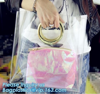 Неоновая мини подкрашиванная сумка Tote Pvc, неоновая хозяйственная сумка, сумка tote пляжа PVC моды неоновая желтая, неоновая сумка пляжа лазера ходя по магазинам