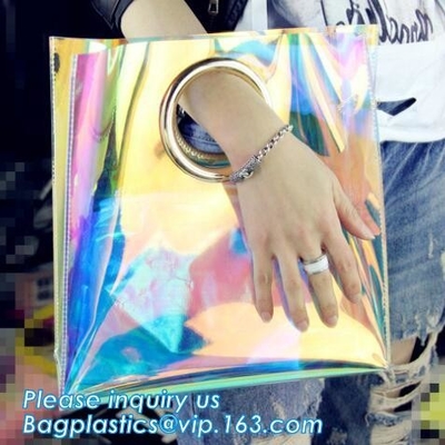 Неоновая мини подкрашиванная сумка Tote Pvc, неоновая хозяйственная сумка, сумка tote пляжа PVC моды неоновая желтая, неоновая сумка пляжа лазера ходя по магазинам