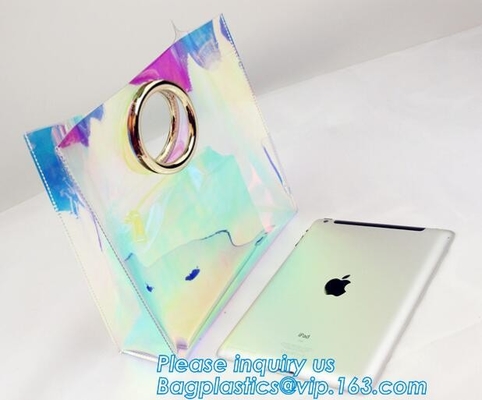 Неоновая мини подкрашиванная сумка Tote Pvc, неоновая хозяйственная сумка, сумка tote пляжа PVC моды неоновая желтая, неоновая сумка пляжа лазера ходя по магазинам