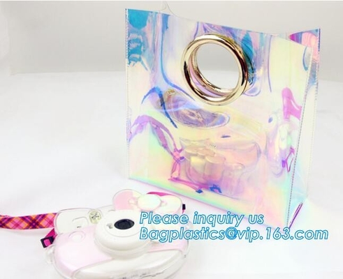 Неоновая мини подкрашиванная сумка Tote Pvc, неоновая хозяйственная сумка, сумка tote пляжа PVC моды неоновая желтая, неоновая сумка пляжа лазера ходя по магазинам