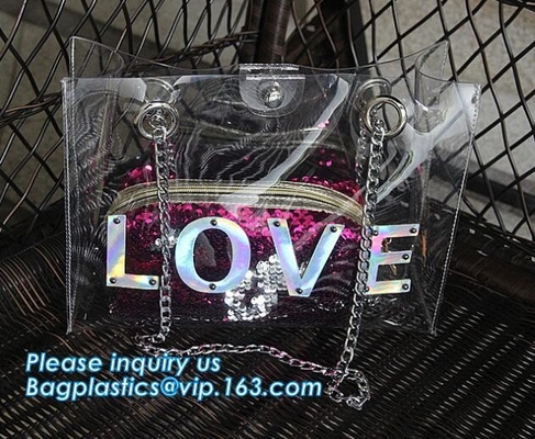 Сумка PVC сумок Tote пляжа с внутренним карманом, женщинами большой изготовленной на заказ сумкой PVC, сумкой слинга плеча Tote, портмонем