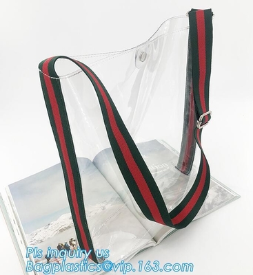 Хозяйственные сумки пляжа перемещения спортзала сумки Tote PVC, сделанные в сумке муфты сумки PVC Китая прозрачной, упаковывая