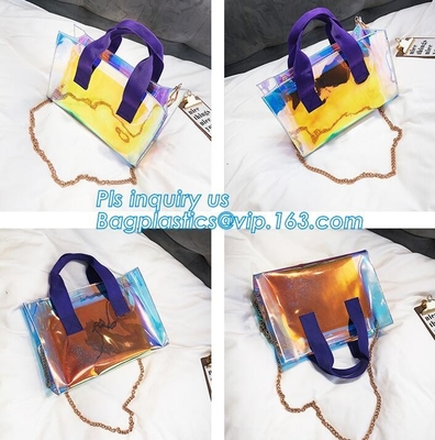 Классическая красочная сумка сумки мешка сумки бумажника PVC, мешок для перевозки трупов для девушек перемещения школы, ясность Shou PVC взаимный сумки Tote