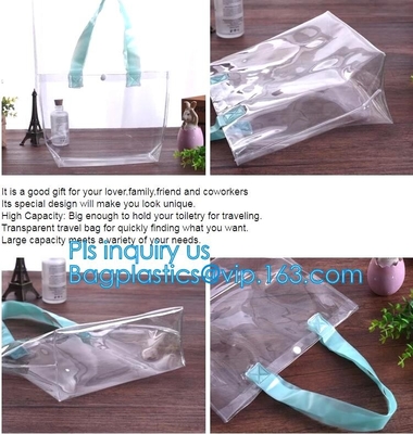 Элегантные прозрачные сумки взваливают на плечи сумки пляжа PVC Tote для женщин с молнией, сумкой PVC винила прозрачной с
