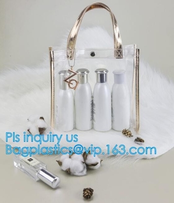 Изготовленная на заказ сумка PVC плеча сумки Tote стадиона ясная с молнией, tote плеча студня сумки ведра письма pvc ясным прозрачным