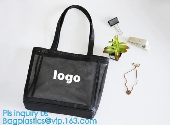 Сумки сетки черноты сумки Tote модной сумки пляжа на открытом воздухе, подгонянная сумка пляжа женщин, дамы цепляют сумку сумок пляжа