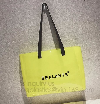 Полу-ясная сумка PVC нашивки сумок Tote с мешком, сумкой пляжа сумки сумки PU PVC ультрамодной, сумкой PVC