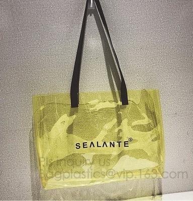 Полу-ясная сумка PVC нашивки сумок Tote с мешком, сумкой пляжа сумки сумки PU PVC ультрамодной, сумкой PVC