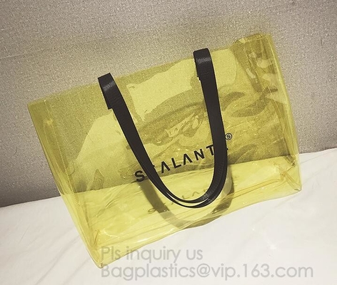Полу-ясная сумка PVC нашивки сумок Tote с мешком, сумкой пляжа сумки сумки PU PVC ультрамодной, сумкой PVC