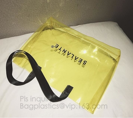 бикини молнии pvc сумка прозрачного косметическая, дама водоустойчивый PVC tote плавая прозрачная сумка пляжа, плавание сумки пляжа