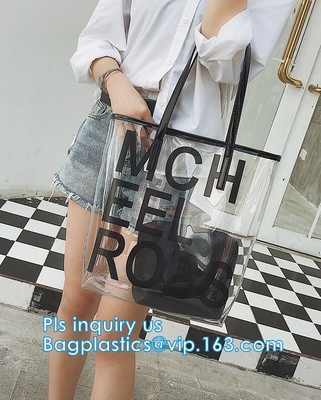 Сумка организатора сумки, сумка tote пляжа PVC красоты, сумка пляжа с небольшой косметической сумкой, составляет iride eco