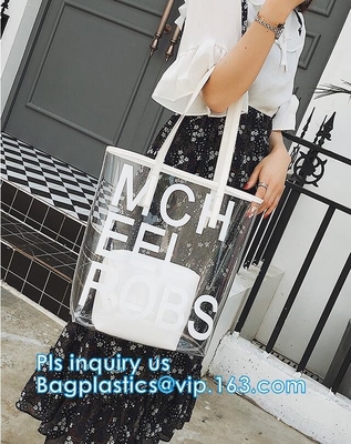 Сумка организатора сумки, сумка tote пляжа PVC красоты, сумка пляжа с небольшой косметической сумкой, составляет iride eco