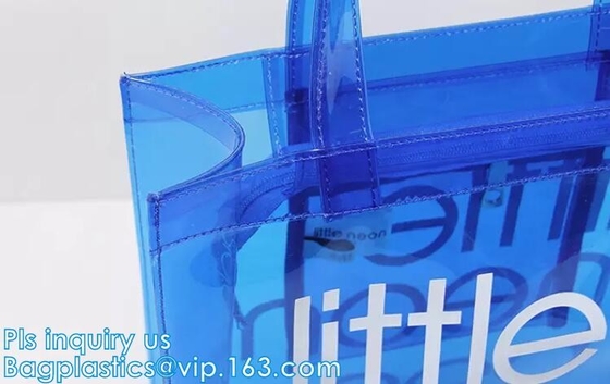 подгонянный pvc ручки ясный пластиковый составляет сумку, сумки молнии pvc винила с ручками, щелчковое закрытие кнопки или plas k