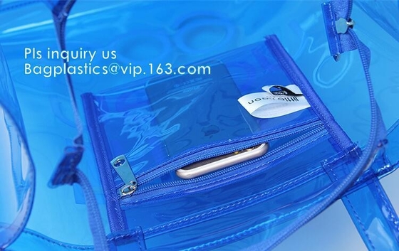 Сумки пляжа Tote PVC сумок сумок женщин лета моды прозрачные, выдвиженческая сумка пляжа PVC ясности лета, младенец