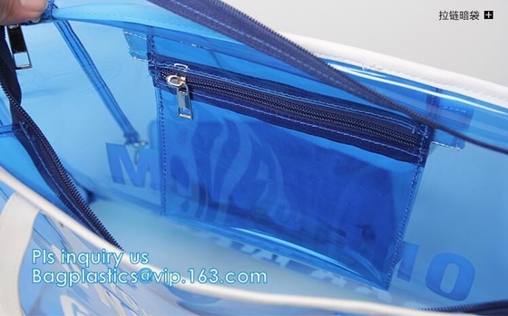 Сумки пляжа Tote PVC сумок сумок женщин лета моды прозрачные, выдвиженческая сумка пляжа PVC ясности лета, младенец