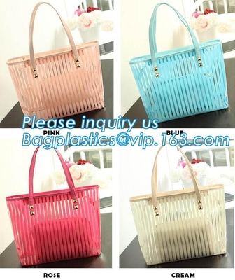 Сумка пляжа PVC мешка Tote плеча ясная с внутренним карманом, превращает в желе сумку слинга плеча сумки дизайна женщин pvc большую l