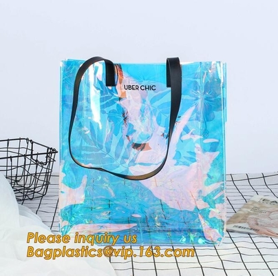сумка pvc с сумкой купальника pvc сумки tote складчатости ручки, ясные сумки винила с макияжем ручек ясным установила сумку молнии PVC