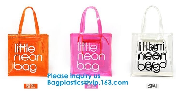 Фасонируйте ясную сумку Tote для женщин, ясную сумку пляжа Pvc Tote пляжа PVC сумок Tote с черной сумкой ручки Webbing