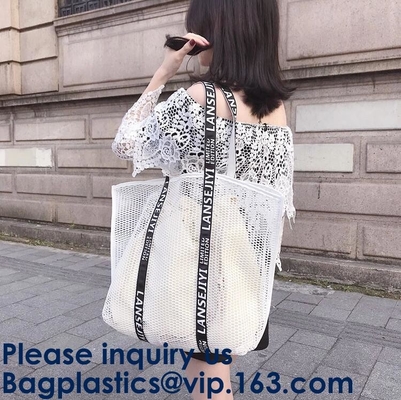 Логотип таможен сумки Tote сетки печатая хозяйственную сумку с сумкой Drawstring холста, двойная многократная цепь Drawstring определяет размер Bagease