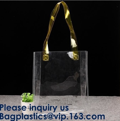 Изготовленный на заказ желтый водоустойчивый ясный материал Bagease Bagplastic винила PVC хозяйственной сумки сумок Tote Pvc прозрачный изготовленный на заказ большой