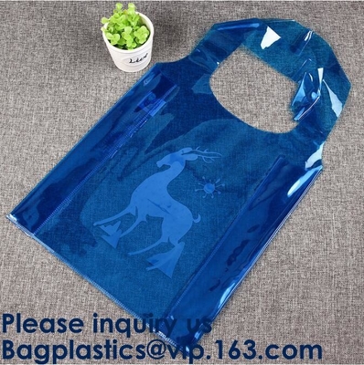 Ясная пурпурная ультрамодная хозяйственная сумка, складывая сумка Tote PVC, водоустойчивая сумка покупок PVC, BAGEASE, BAGPLASTICS