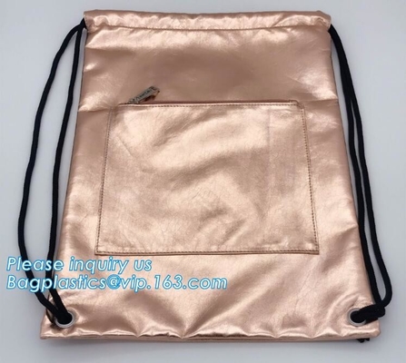 Изготовленный на заказ Drawstring PU кожаный кладет кожаные мешки в мешки с ЛОГОТИПОМ, водоустойчивой сумкой Drawstring PU кожаной, Bagease, Bagplastics