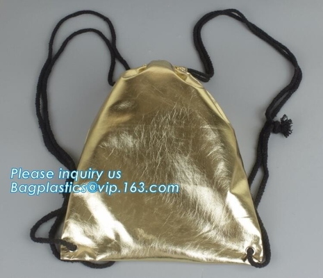 Изготовленный на заказ Drawstring PU кожаный кладет кожаные мешки в мешки с ЛОГОТИПОМ, водоустойчивой сумкой Drawstring PU кожаной, Bagease, Bagplastics