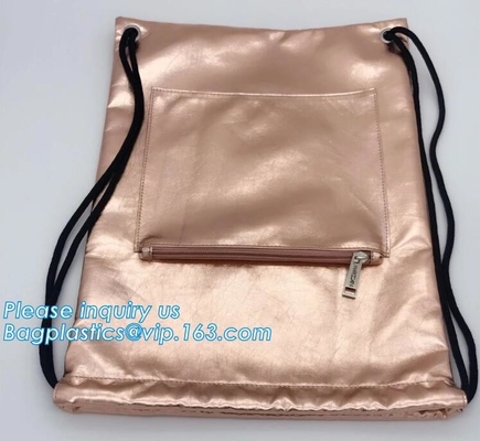 Изготовленный на заказ Drawstring PU кожаный кладет кожаные мешки в мешки с ЛОГОТИПОМ, водоустойчивой сумкой Drawstring PU кожаной, Bagease, Bagplastics