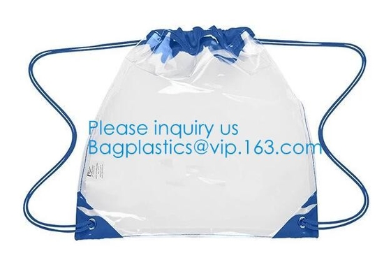 Выдвиженческие прозрачные сумки рюкзака Drawstring ясности PVC, выдвиженческий горячий продавая водоустойчивый прозрачный рюкзак d PVC