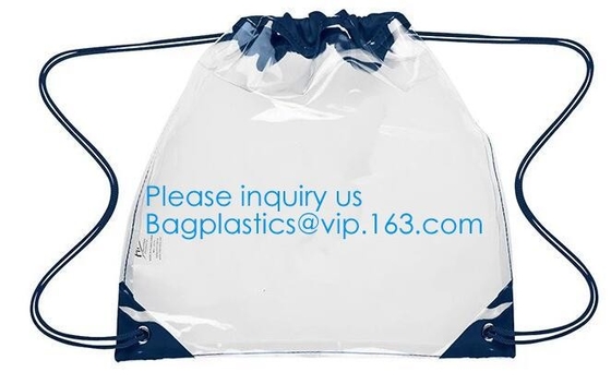 Выдвиженческие прозрачные сумки рюкзака Drawstring ясности PVC, выдвиженческий горячий продавая водоустойчивый прозрачный рюкзак d PVC