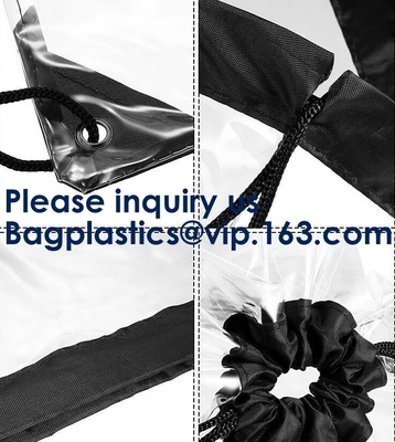 Выполненный на заказ PVC прозрачная сумка Drawstring для ткани спорт, сумки ботинка пляжа Pvc спорта Drawstring выдвиженческой ясной ясного