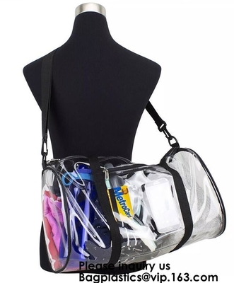 PVC ясной сумки спортзала Duffel прозрачный носит сумку с плечевым ремнем, косметикой носит плечо карманов магнита сумки отделяемое